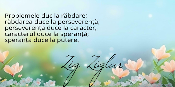 Problemele duc la răbdare; 
răbdarea duce la perseverență; 
perseverența duce la caracter; 
caracterul duce la speranță; 
speranța duce la putere.