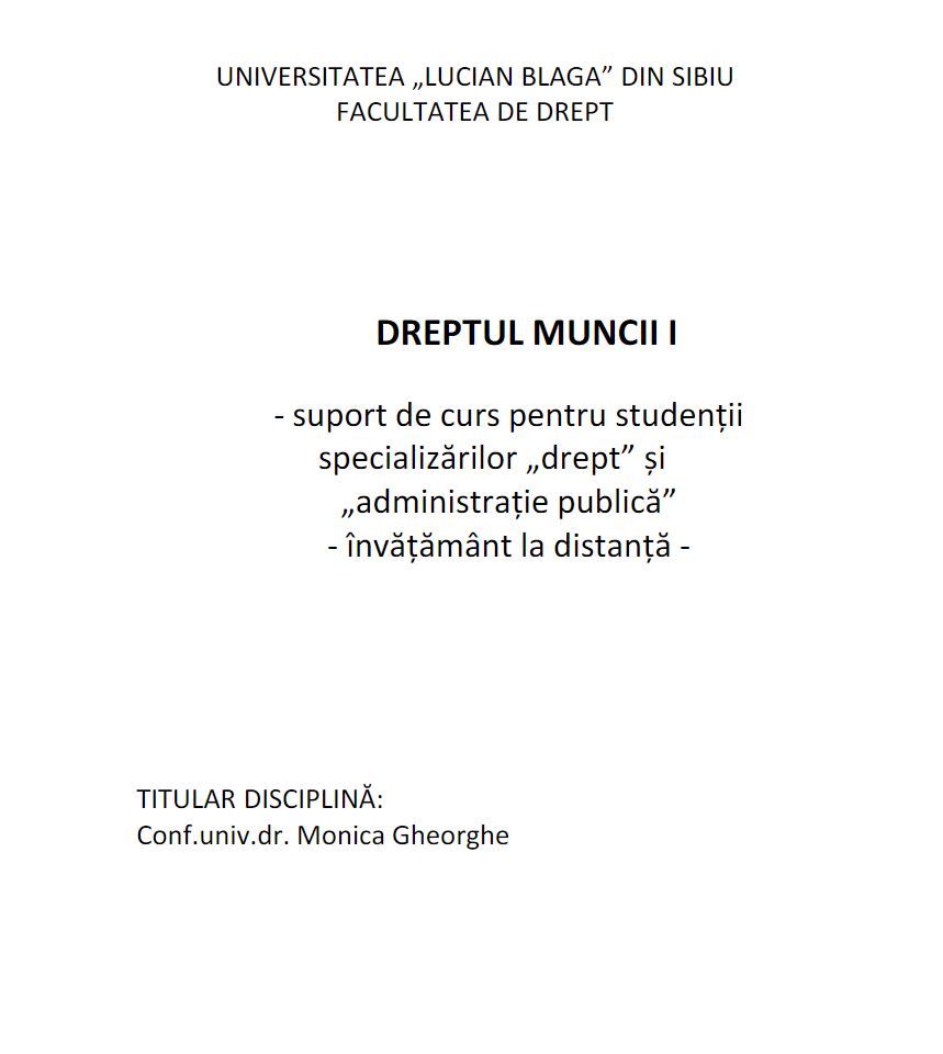 DREPTUL MUNCII I